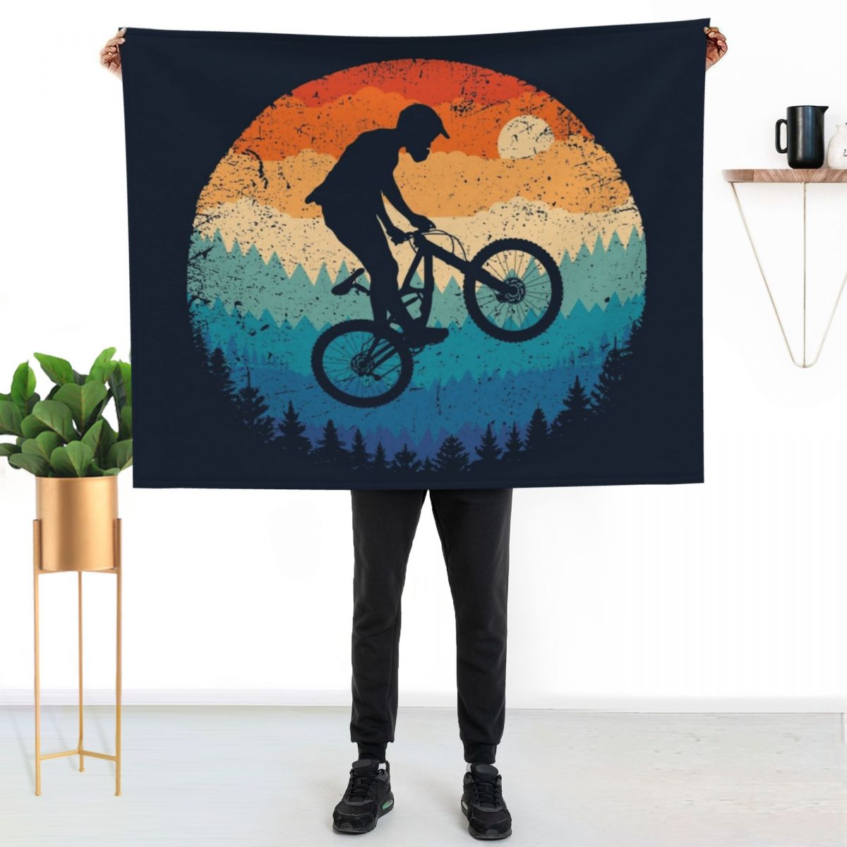 Mountain Biking Retro Throw Bl - Mountain Biking Gifts For Him 评论和价格