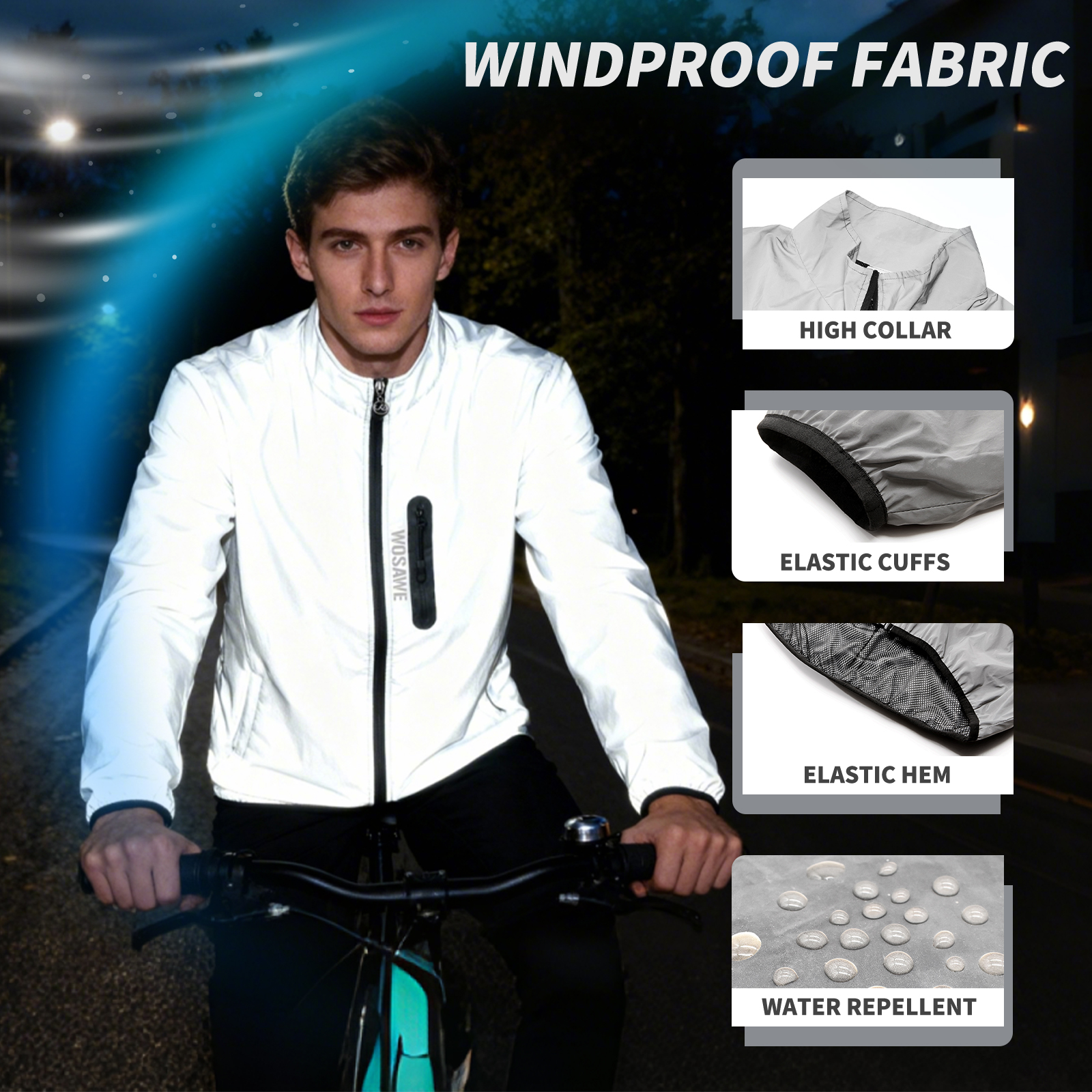 WOSAWE Men's Fully Reflective  - Mountain Biking Rain Jacket 评论和价格
