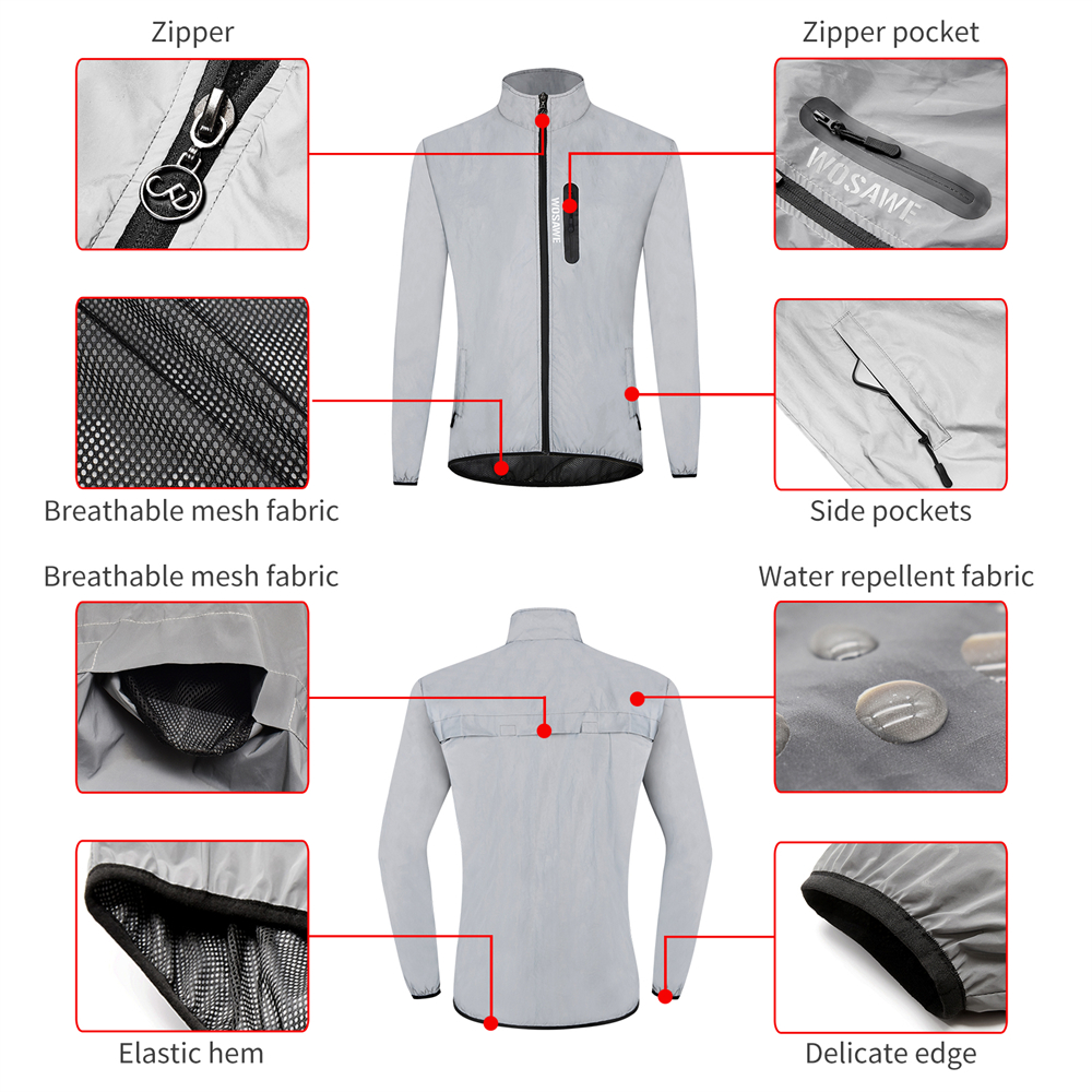 WOSAWE Men's Fully Reflective  - Mountain Biking Rain Jacket 评论和价格